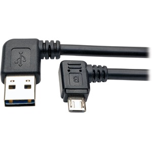 Tripp Lite by Eaton Micro USB Cable for Charging (M/M) - Reversible Left/Right USB-A to Right-Angle USB Micro-B Black 3 ft. (0.91 m)