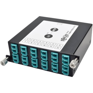 Tripp Lite by Eaton 100Gb/120Gb to10Gb Breakout Cassette 24-Fiber OM4 MTP/MPO ( Male with Pins ) to ( x12 ) LC Duplex
