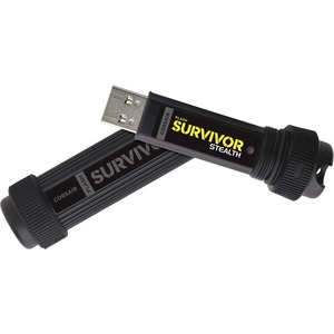 Corsair Flash Survivor Stealth 128GB USB 3.0 Flash Drive - 128 GB - USB 3.0 - Black - 5 Year Warranty