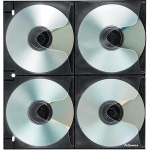 Fellowes CD Binder Sheet - Slide Insert - Polypropylene - Clear, Black - 8 CD/DVD