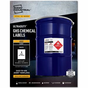 Avery 8-1/2"x11" Waterproof/UV Resistant Chemical Labels - Click Image to Close