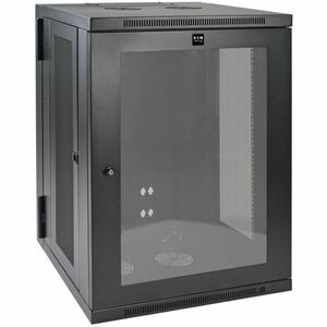 Tripp Lite by Eaton SmartRack 18U Low-Profile Switch-Depth Wall-Mount Half-Height Rack Enclosure Clear Acrylic Window Hinged Back