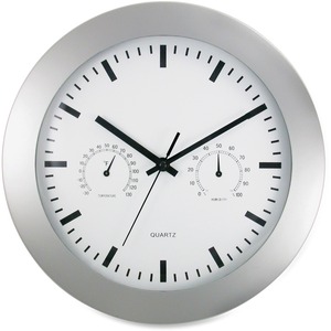 Wall Clock w/Temperature/Humidity Gauges, 12", SR - Click Image to Close