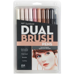 Dual Brush Art Pen 10-piece Set - Portrait Colours