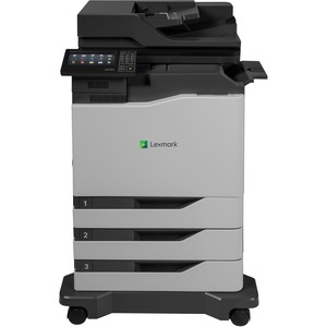 Lexmark CX820dtfe Laser Multifunction Printer-Color-Copier/Fax/Scanner-52 ppm Mono/52 ppm Color Print-1200x1200 Print-Automatic Duplex Print-200000 Pages Monthly-1750 sheets Input-Color Scanner-1200 Optical Scan-Color Fax-Gigabit Ethernet