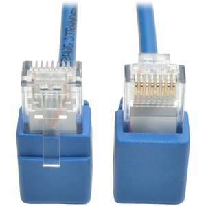 Tripp Lite by Eaton Right-Angle Cat6 Gigabit Snagless Molded Slim UTP Ethernet Cable (RJ45 M/M) Blue 1 ft. (0.31 m)