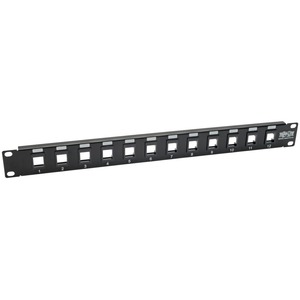 Tripp Lite by Eaton 12-Port 1U Rack-Mount Unshielded Blank Keystone/Multimedia Patch Panel RJ45 Ethernet USB HDMI Cat5e/6