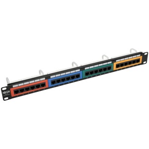 Tripp Lite by Eaton 24-Port 1U Rack-Mount 110-Type Color-Coded Patch Panel, RJ45 Ethernet,568B, Cat6