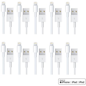 4XEM 10 Pack of 3FT 8-Pin Lightning To USB Cable For iPhone/iPod/iPad (White) - MFi Certified