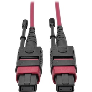 Tripp Lite by Eaton 100G MTP/MPO Multimode OM4 Plenum-Rated Fiber Optic Cable (F/F), 12 Fiber, 40/100GBASE-SR4, Push/Pull Tabs, Magenta, 5 m