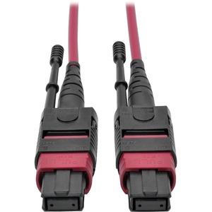Tripp Lite by Eaton 100G MTP/MPO Multimode OM4 Plenum-Rated Fiber Optic Cable (F/F), 12 Fiber, 40/100GBASE-SR4, Push/Pull Tabs, Magenta, 10 m