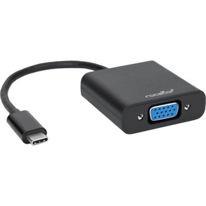 Rocstor Premium USB-C&trade; to VGA adapter Converter- 6" - USB Type-C to VGA Video Adapter - For use with Macbook&reg;, Macbook Pro&reg;, Chromebook&reg;, Notebook, Projectors, TV, Netbook - 1 Pack - 1 x HD-15 Female VGA - 1 x Type C Male USB - Black USB-C TO VGA VIDEO CONVERTER