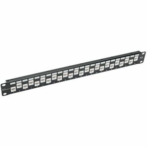 Tripp Lite by Eaton 24-Port 1U Rack-Mount Cat6a Offset Feed-Through Patch Panel with Cable Management Bar RJ45 Ethernet TAA