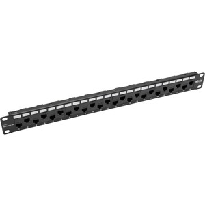 Tripp Lite by Eaton 24-Port 1U Rack-Mount Cat5e/6 Offset Feed-Through Patch Panel with Cable Management Bar RJ45 Ethernet TAA