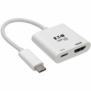 Tripp Lite by Eaton USB-C to HDMI Adapter (M/F) - 4K 60 Hz 60W PD Charging HDCP 2.2 White