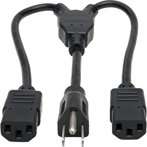 Tripp Lite by Eaton Power Cord Splitter C14 to 2xC13 PDU Style - 10A 250V 18 AWG 18-in. (45.72 cm) Black