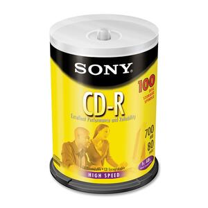 Sony 48x CD-R Media - 700MB - 120mm Standard - 100 Pack Spindle