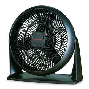 Honeywell High Velocity Turbo Floor Fan - 3 Speed - Pivoting Head - 11.5" Height x 20.75" Width x 20.75" Depth - Black