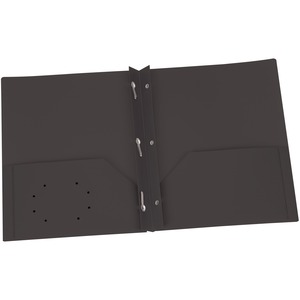 Black Two Pocket Poly Portfolio with Prongs