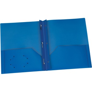 Blue Two Pocket Poly Portfolio with Prongs