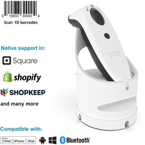 Socket Mobile SocketScan&reg; S700, Linear Barcode Scanner, White & White Charging Dock