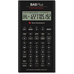 Texas Instruments BAIIPlus Professional Calculator - 10 Character(s) - Battery Powered - 1.33" x 6.9" x 9.62"