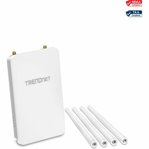 TRENDnet 5 DBI Wireless AC1300 Outdoor PoE+ Omni-Directional Access Point; TEW-841APBO; 4 X 5 DBI Omni Directional Antennas; Point-to-Point & Point-to-Multi-Point WiFi Bridging; IEEE 802.3AT PoE+