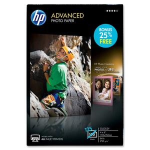 HP Advanced Photo Paper - 4" x 6" - 210g/m&sup2; - Glossy - 100 x Sheet