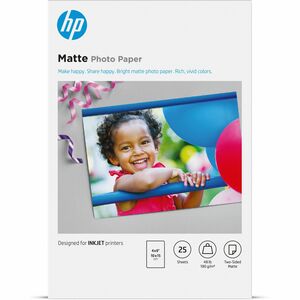HP Matte Photo Paper, 48 lb, 4 x 6 in. (101 x 152 mm), 25 sheets