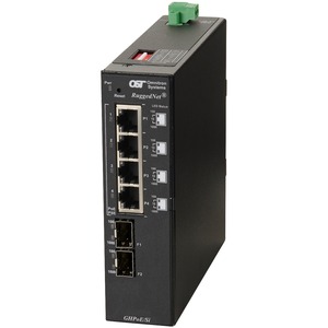 Omnitron Systems RuggedNet Unmanaged Industrial Gigabit High Power 60W PoE, 2xSFP, RJ-45, Ethernet Fiber Switch