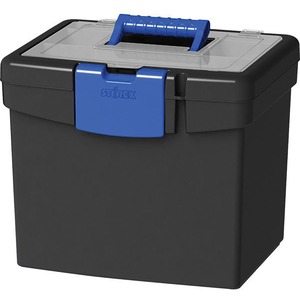 Storex File Storage Box, XL Storage Lid, Black/Blue (2 units/pac