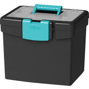 Storex File Storage Box, XL Storage Lid, Black/Blue