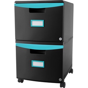 2 Drawer 18.3"W Teal Mobile File Cabinet with Lock - Click Image to Close