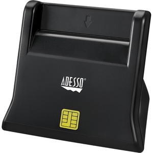 Adesso Desktop Smart Card Reader - Contact - Cable - USB 2.0 - Black - TAA Compliant