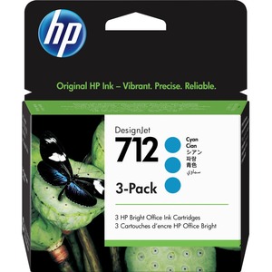 HP 712 Original Inkjet Ink Cartridge - Cyan - 3 / Pack - 29 mL