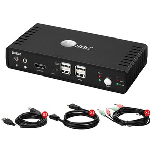 SIIG 2 Port 4K60Hz HDMI 18Gbps Video Console KVM Switch with USB 2.0