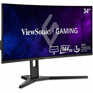ViewSonic OMNI VX3418-2KPC 34 Inch Ultrawide Curved 1440p 1ms 144Hz Gaming Monitor with FreeSync Premium, Eye Care, HDMI and Display Port