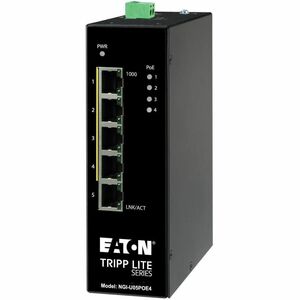 Tripp Lite by Eaton 5-Port Unmanaged Industrial Gigabit Ethernet Switch - 10/100/1000 Mbps, PoE+ 30W, -10Â&deg; to 60Â&deg;C, DIN Mount - TAA Compliant