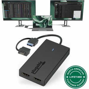 Plugable Dual Monitor Adapter for M1/M2/M3/M4 macOS Systems, Windows, ChromeOS. Broad Compatibility