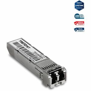TRENDnet SFP Multi-Mode LC Module, Up To 550m (1800 Ft), Mini-GBIC, Hot Pluggable, IEEE 802.3z Gigabit Ethernet, Supports Up To 1.25 Gbps, Lifetime Protection, Silver, TEG-MGBSX