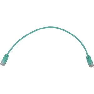 Eaton Tripp Lite Series Cat6a 10G Snagless Molded Slim UTP Ethernet Cable (RJ45 M/M), PoE, Aqua, 1 ft. (0.3 m)
