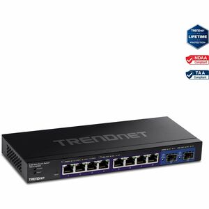 TRENDnet 10-Port Multi-Gig Web Smart Switch, 8 x 2.5GBASE-T Ports, 2 x 10G SFP+ Slots, Metal Housing, Managed Network Ethernet Switch, Lifetime Protection, Black, TEG-3102WS
