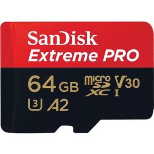 SanDisk Extreme PRO 64 GB Class 3/UHS-I (U3) V30 microSDXC - 200 MB/s Read - 90 MB/s Write
