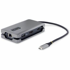 StarTech USB-C Multiport Adapter, 4K 60Hz HDMI/DP, 3-Port USB Hub, 100W PD Pass-Through, GbE, Mini Docking Station, 1ft/30cm Cable