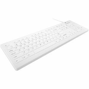 CHERRY AK-C8112 Medical Keyboard, Wired, Full Sized, White - Wipeable, IP65, Flat Surface