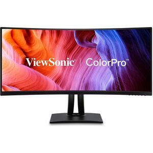 ViewSonic ColorPro VP3456a - 34" 21:9 Curved UWQHD Monitor with 75Hz, FreeSync, 100W USB C, RJ45, sRGB - 400 cd/m&#178;