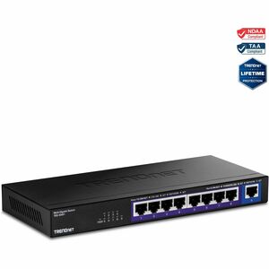 TRENDnet 9-Port Multi-Gig Switch, TEG-S591, 8 x 2.5G RJ-45 Ports, 1 x 10G RJ-45 Port, 60Gbps Switching Capacity, Ethernet Splitter, NDAA & TAA Compliant, Lifetime Protection, Black