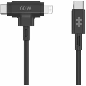 Hyper HyperJuice USB-C and Lightning Hybrid Silicone Cable (1.5m/5ft) - Black