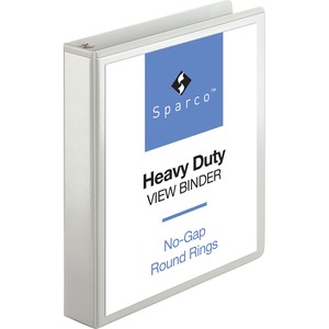 Sparco Premium Round Ring View Binder - Letter - 8.5" x 11" - 1.5" Capacity - 1 Each - White