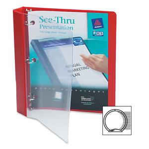Avery See-Thru View Binder - Letter - 8.5" x 11" - 175 Page x 1" Capacity - 1 Each - Red, Clear